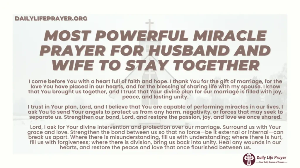 Most Powerful Miracle Prayer for Husband and Wife to Stay Together