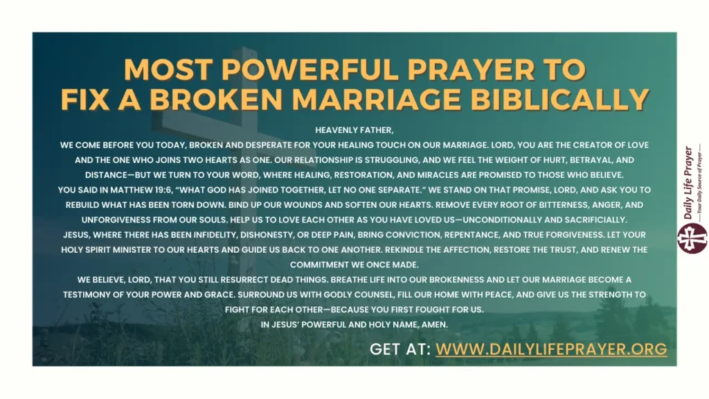 Most Powerful Prayer to Fix a Broken Marriage Biblically