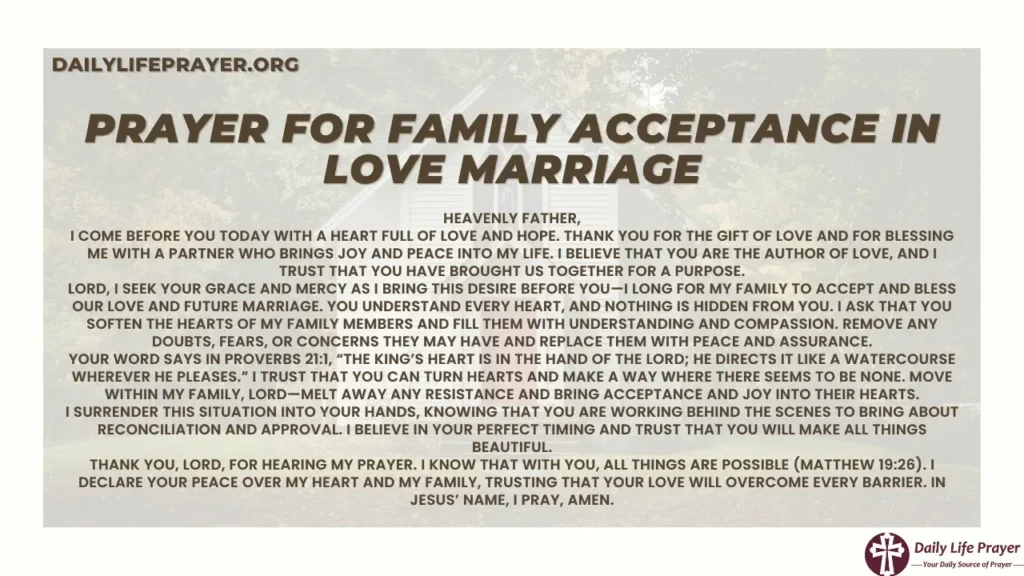 Prayer for Family Acceptance in Love Marriage