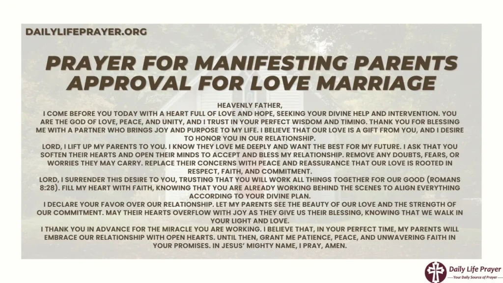 Prayer for Manifesting Parent's Approval for Love Marriage