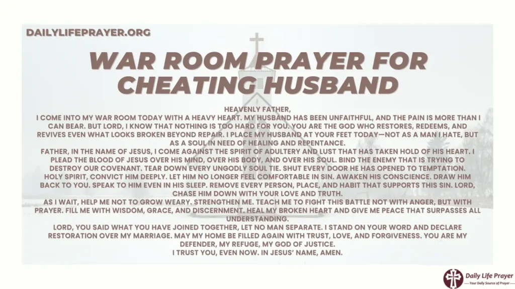 War Room Prayer for Cheating Husband