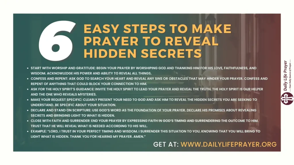 Easy steps to make Prayer to Reveal Hidden Secrets