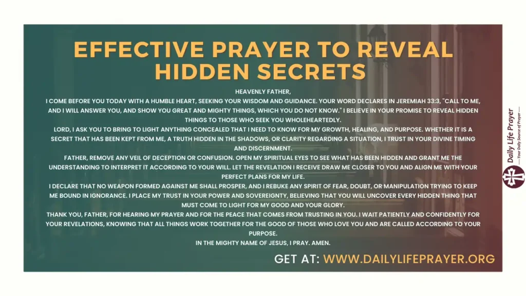 Effective Prayer to Reveal Hidden Secrets