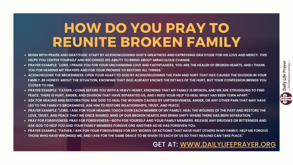 How do you pray to reunite broken family