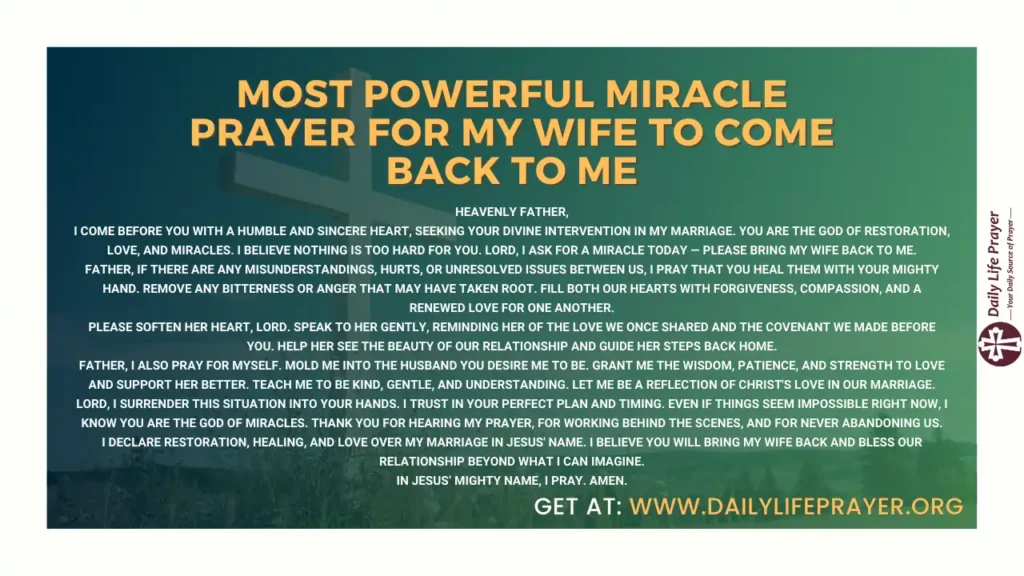 Most Powerful Miracle Prayer For My Wife to Come Back to Me