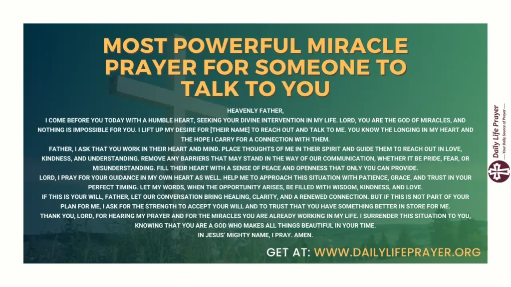 Most Powerful Miracle Prayer For Someone to Talk to You