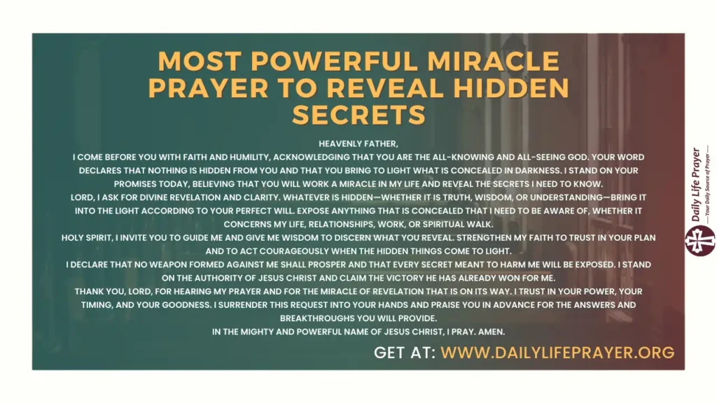 Most Powerful Miracle Prayer to Reveal Hidden Secrets