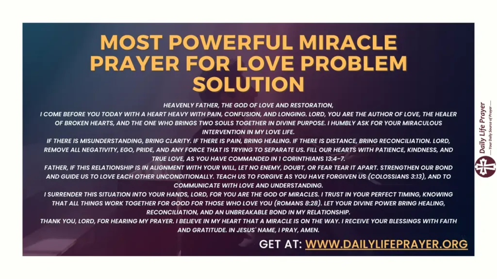 Most powerful miracle prayer for love problem solution