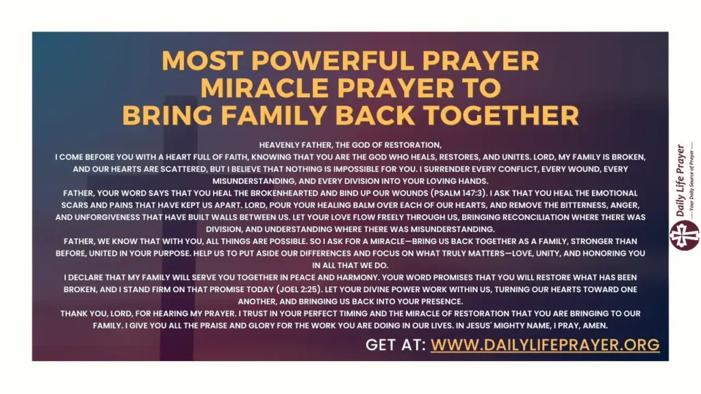 Most powerful miracle prayer to bring family back together