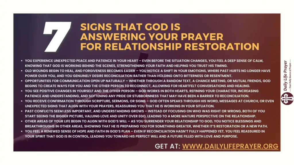 7 Signs That God is Answering Your Prayer for Relationship Restoration