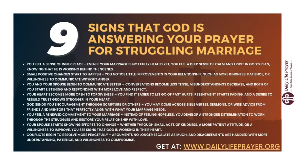 9 Signs That God is Answering Your Prayer for Struggling Marriage