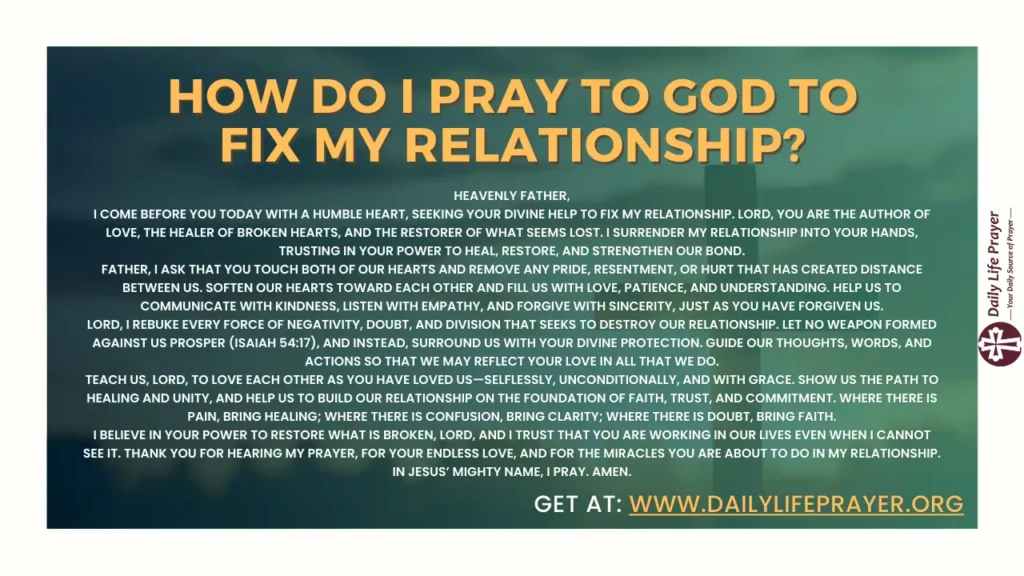 How do I pray to God to fix my relationship