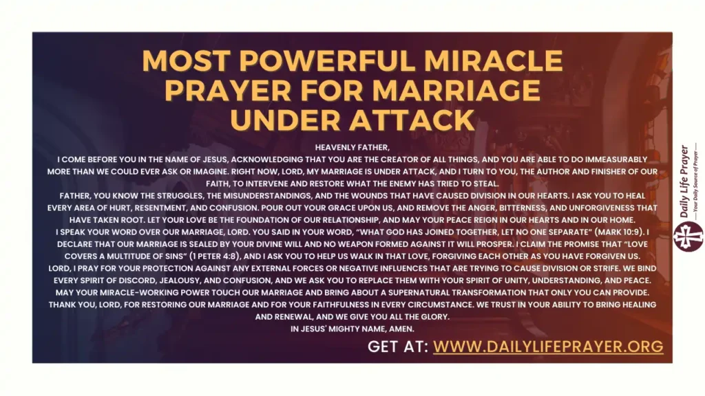 Most Powerful Miracle Prayer for Marriage Under Attack