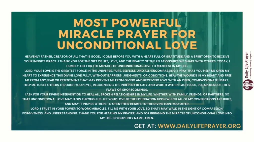 Most Powerful Miracle Prayer for Unconditional Love