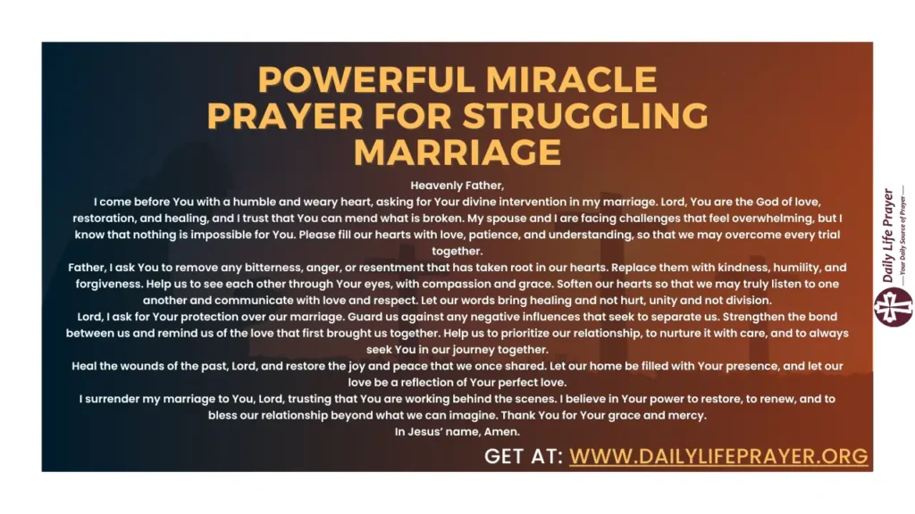 Powerful Miracle Prayer for Struggling Marriage