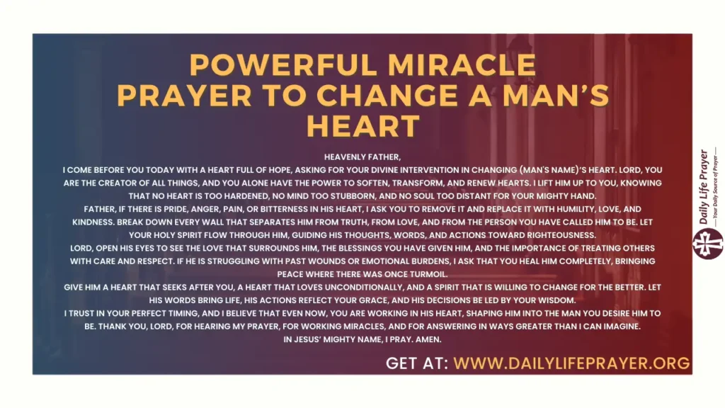 Powerful Miracle Prayer to Change a Man’s Heart