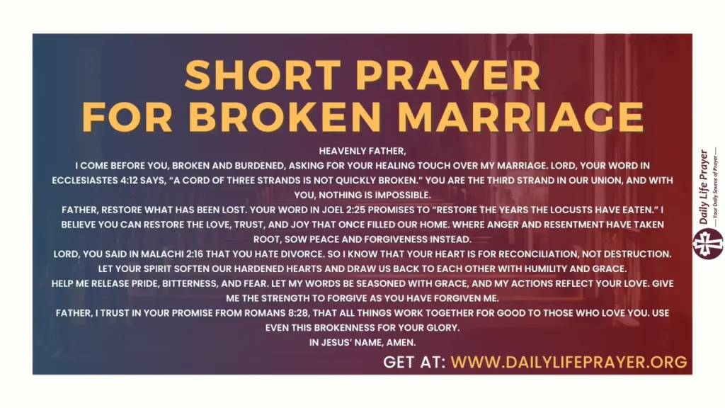 Short Prayer For Broken Marriage