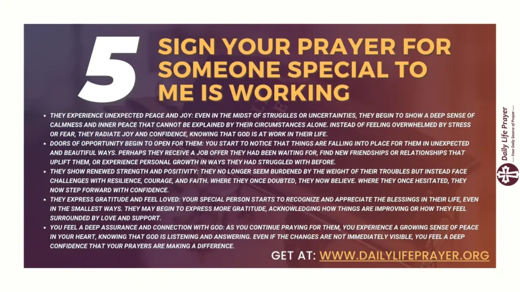 Sign Your Prayer for Someone Special to Me is Working